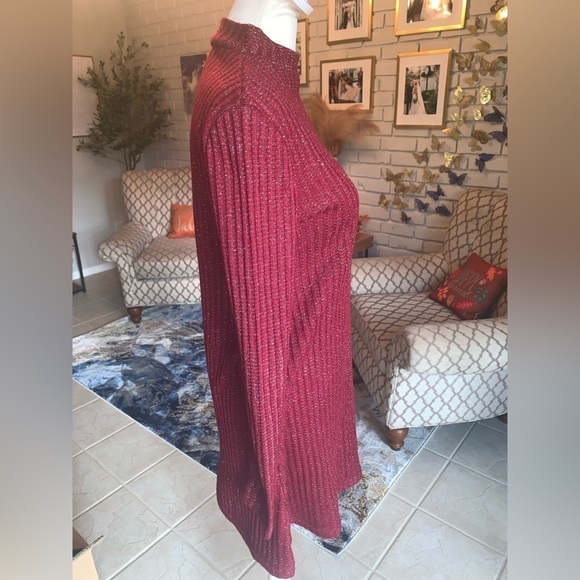 Urban Outfitters Size XS Red Metallic Mock Neck Mini Dress - Picture 3 of 6